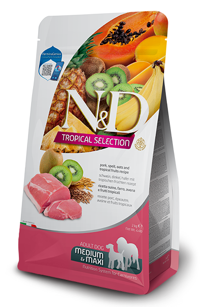 Suino, farro, avena e frutti tropicali Adult Medium & Maxi
