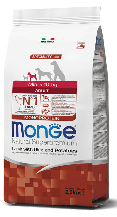 Monge Natural Superpremium Mini Adult Monoprotein Agnello con Riso e Patate 800gr